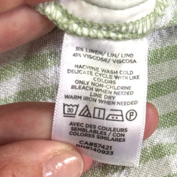 LOFT Wide Leg Linen Pants Women's M Petite Stripes Coastal Summer Beach Casual - Picture 8 of 10